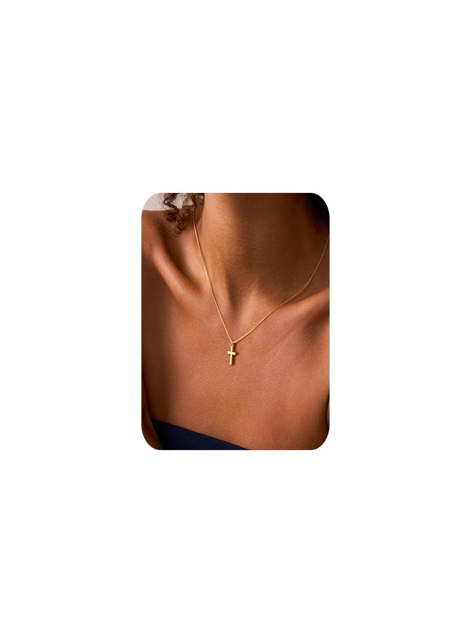 Yoosteel Cross Necklace for Girls Women - 14K-Gold-Plated Simple Cross Pendant Choker Necklaces Dainty Chain Necklace Christian Religious Faith Jewelry Gift Christmas Stocking Stuffer for Teenager Girl - Image 1